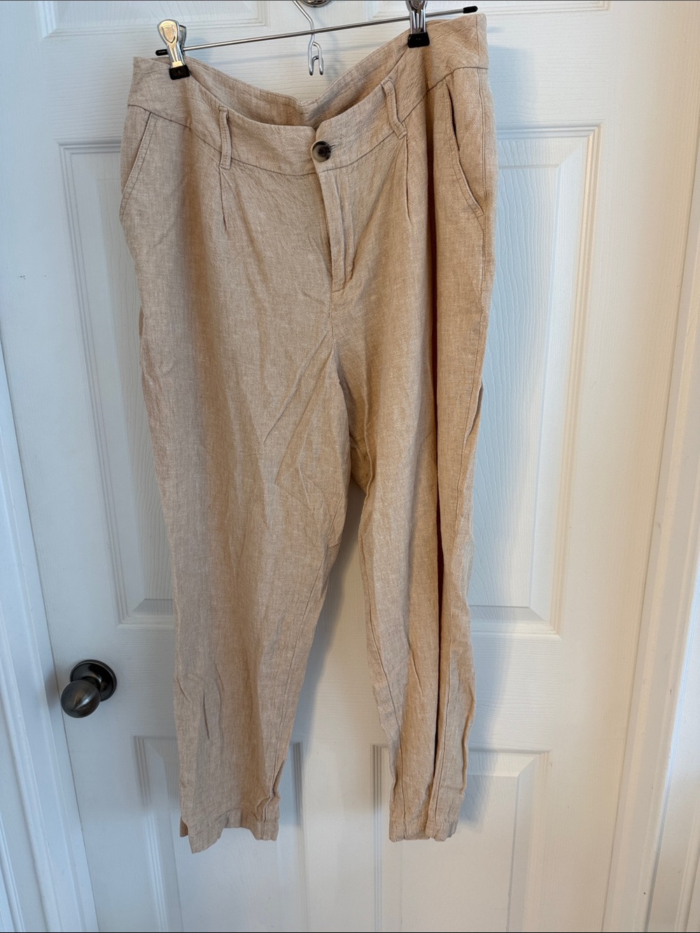 a new day Beige Cropped Linen-Blend Pants